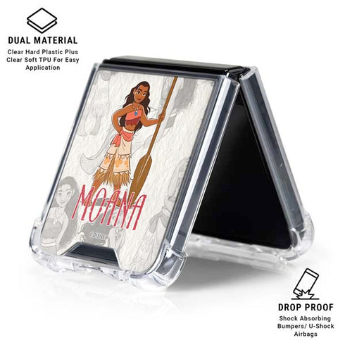 Disney Princess Moana Pattern Galaxy Z Flip6 Clear Case